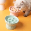 Cat bowl, ceramic high-footed slow food, anti-choking and anti-tipping, slanted neck guard, pet cat and dog rice bowl, cat food bowl Specification image